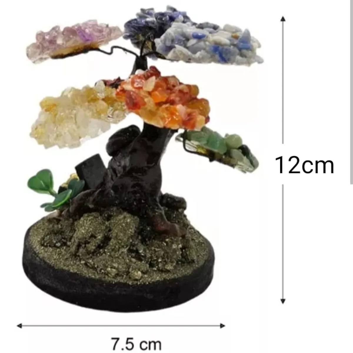 GENERICO - ARBOLITO  DE LA FELICIDAD BONSAI MEDIANO CON PIEDRAS DE CUARZO