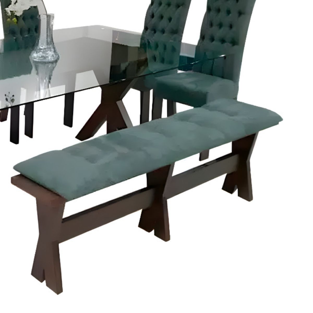 HOGAR & SPACIOS - HYS COMEDOR 7 SILLAS BANQUETA EVAN GRIS