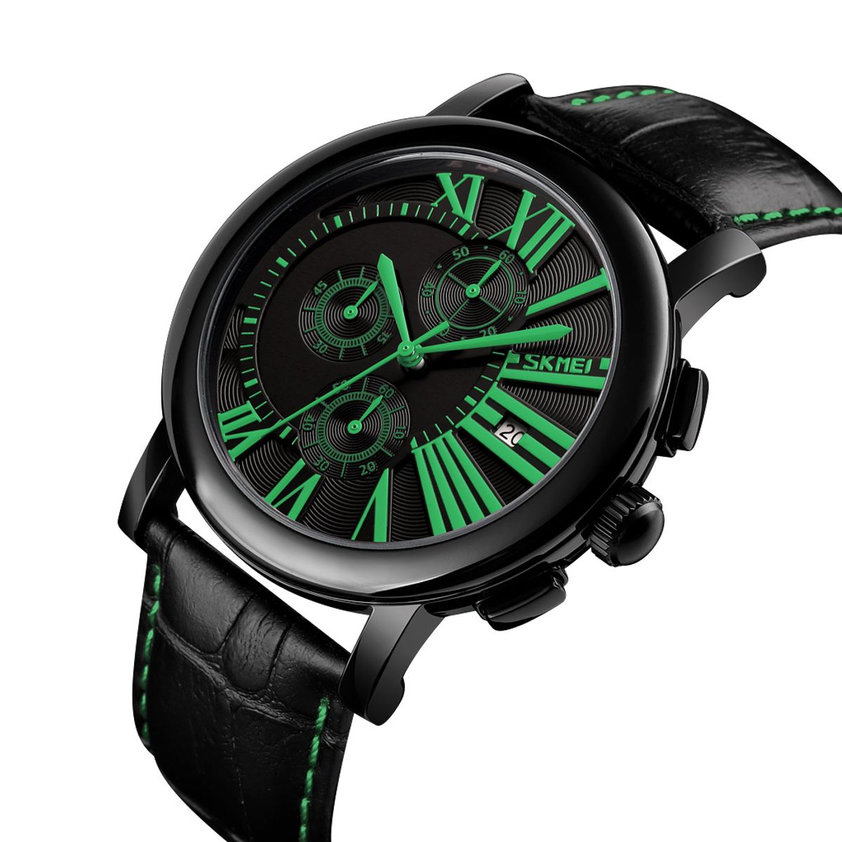 SKMEI - Reloj Skmei 9196 Negro con detalles Verdes Cronografo
