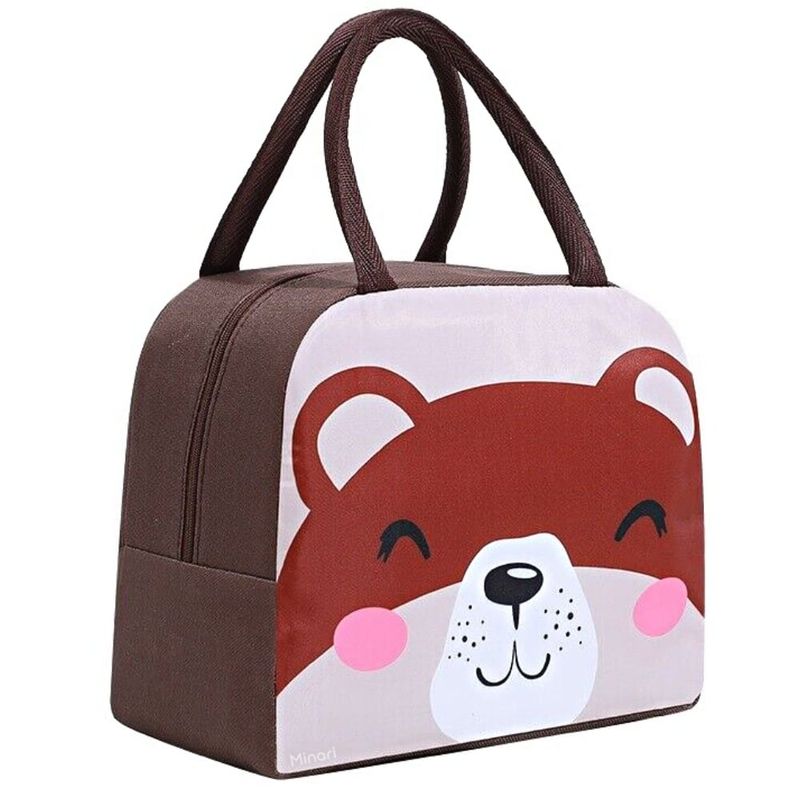 MINARI - Lonchera Térmica Fiambrera para Niños Marrón Diseño Osito 76L