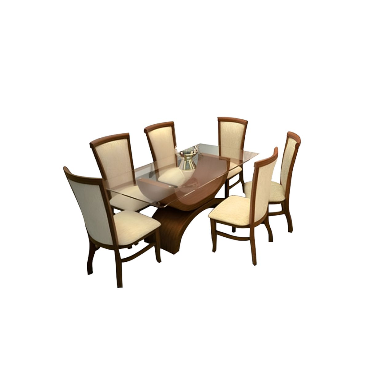 HOGAR & SPACIOS - HYS COMEDOR 6 SILLAS AJACCIO ALMENDRA