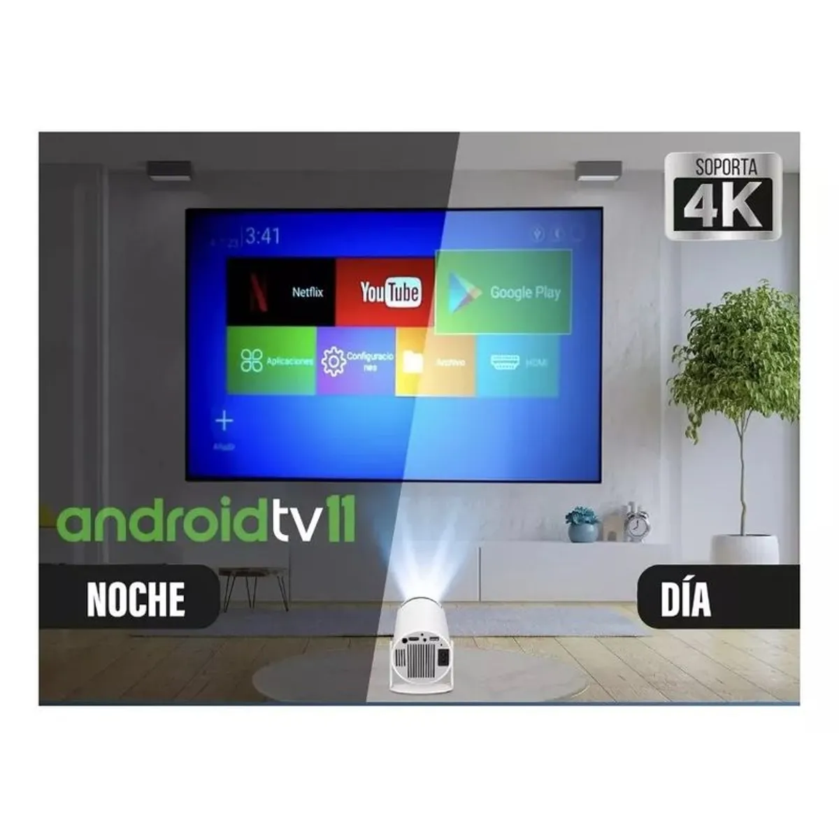 OEM - Proyector Multimedia 4K Tv HD Calidad Smart Android Led HY 300 pro