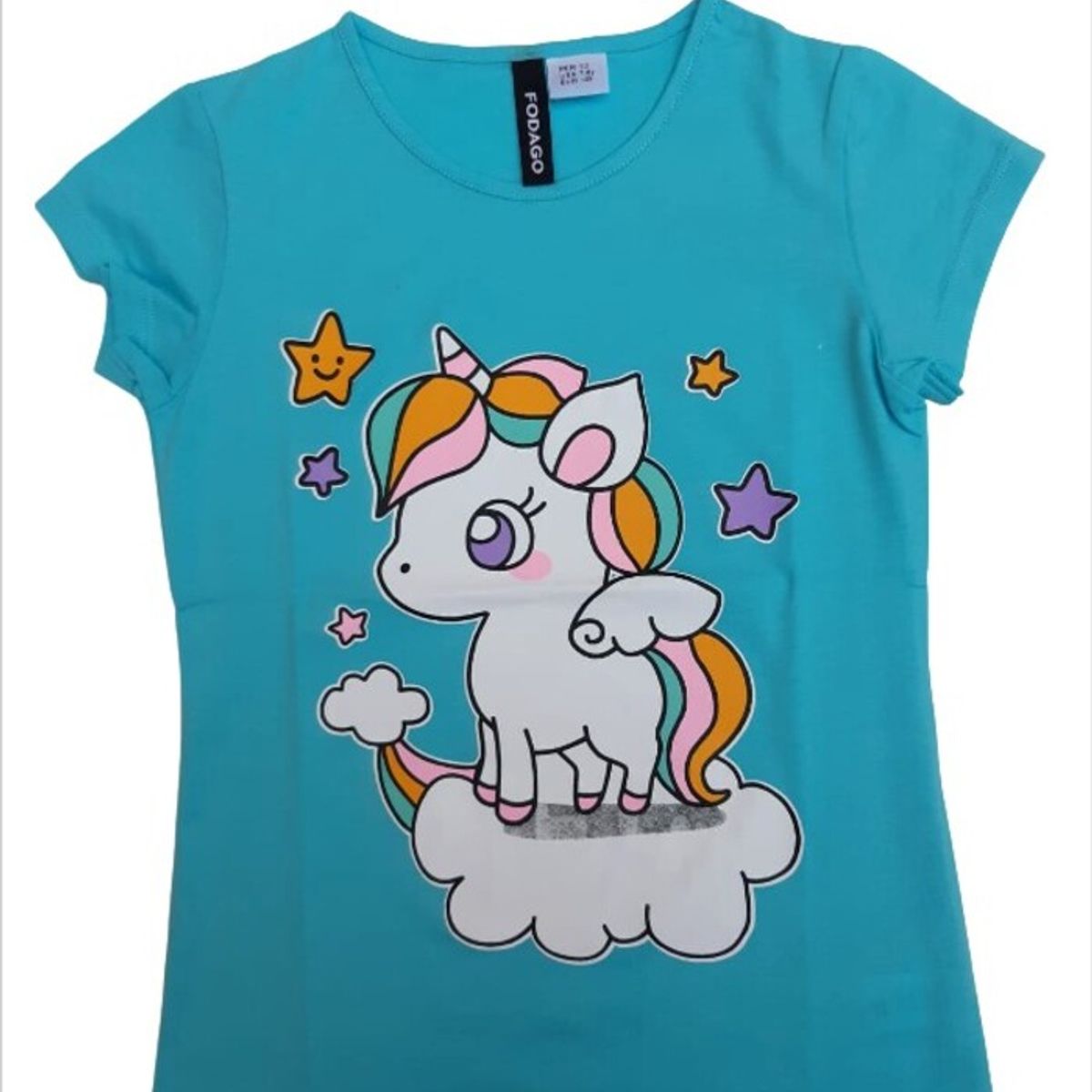 FODAGO - Polo niña manga corta Unicornio bb - Celeste