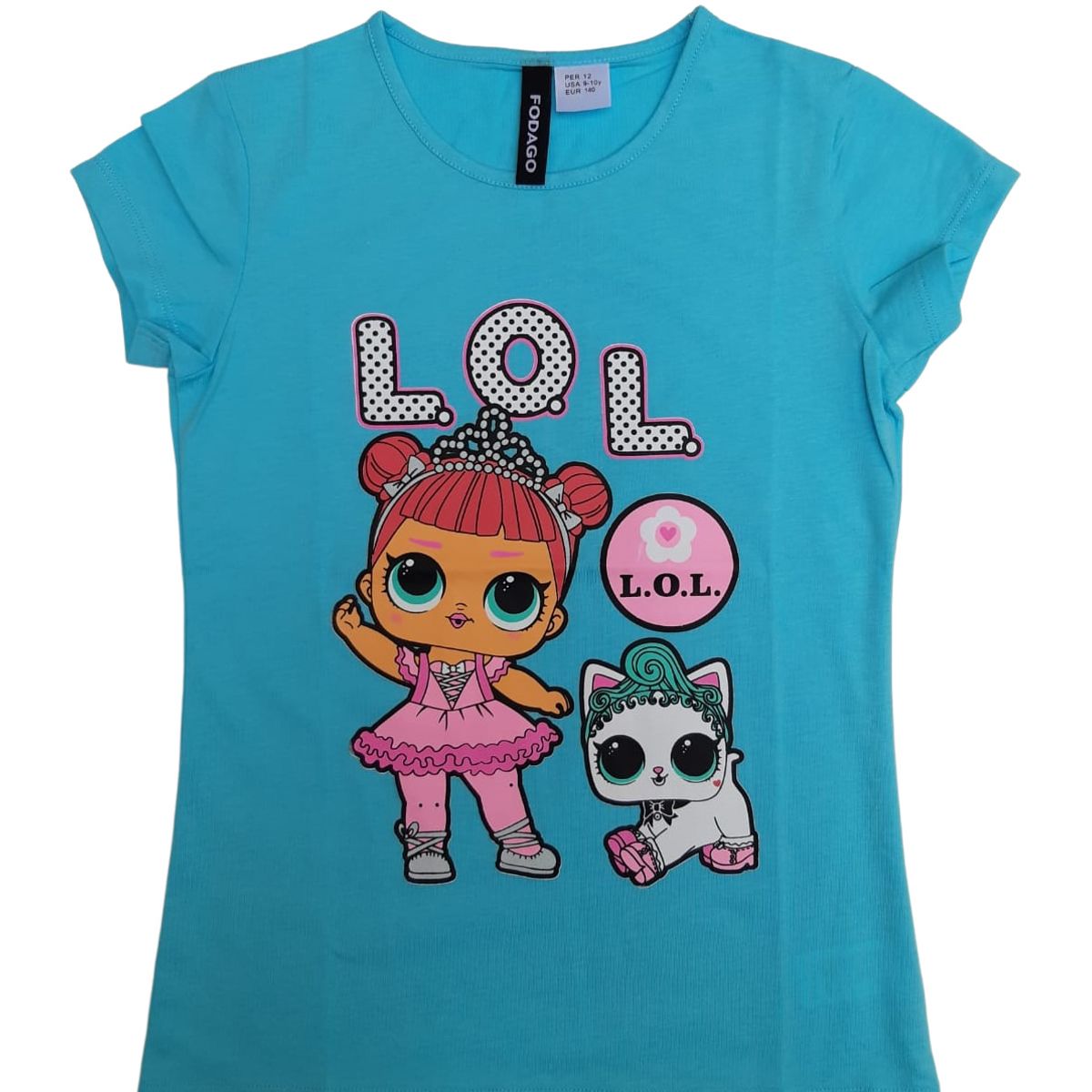 FODAGO - Polo niña manga corta LOL  - Turquesa.