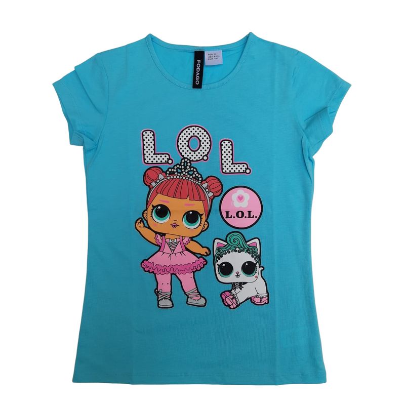 FODAGO - Polo niña manga corta LOL  - Turquesa.