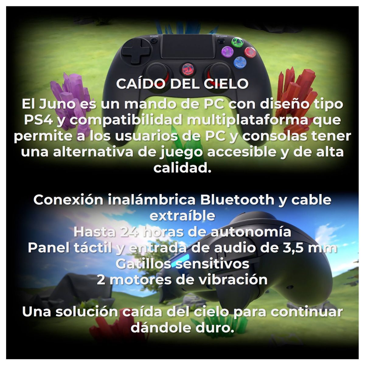 REDRAGON - Mando Inalambrico Juno G818 PC PS4 Bluetooth Recargable