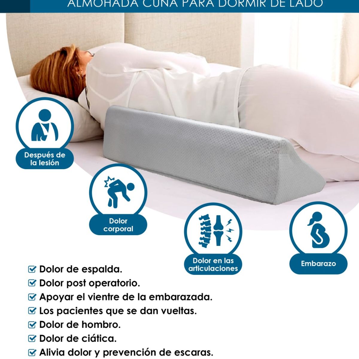 TERAFLEX - ALMOHADA COJIN MEMORY FOAM PARA DORMIR DE LADO TERAFLEX