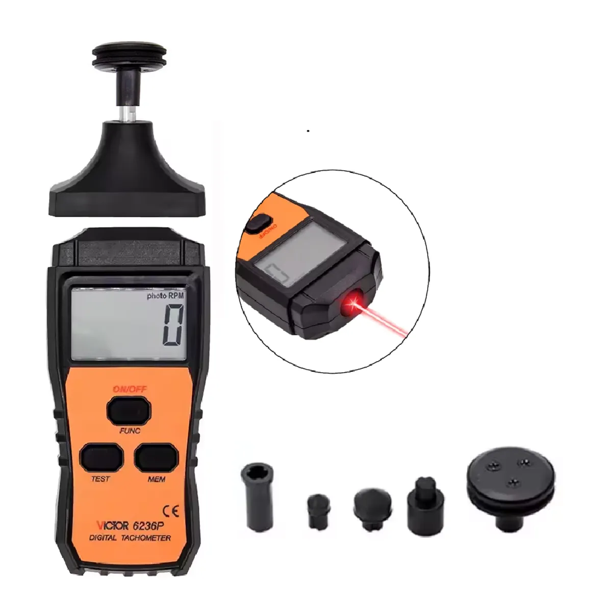 VICTOR - Tacómetro Digital 2 en 1 de Contacto y Láser - VICTOR 6236P
