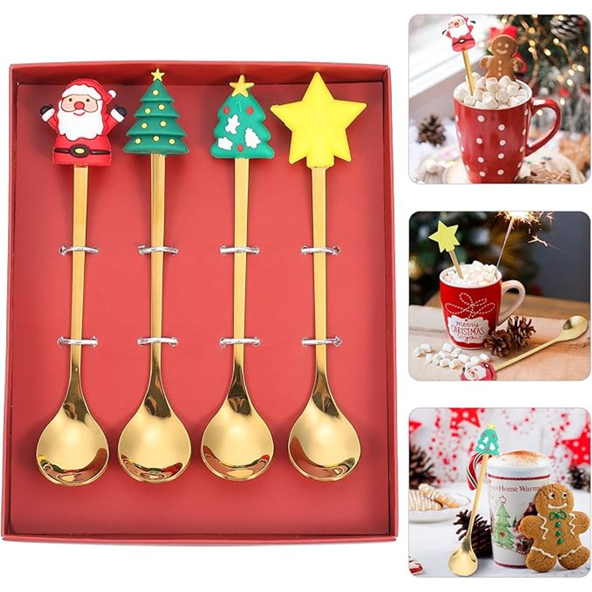 GENERICO - Mini Cubiertos con Diseño Navideño set x4