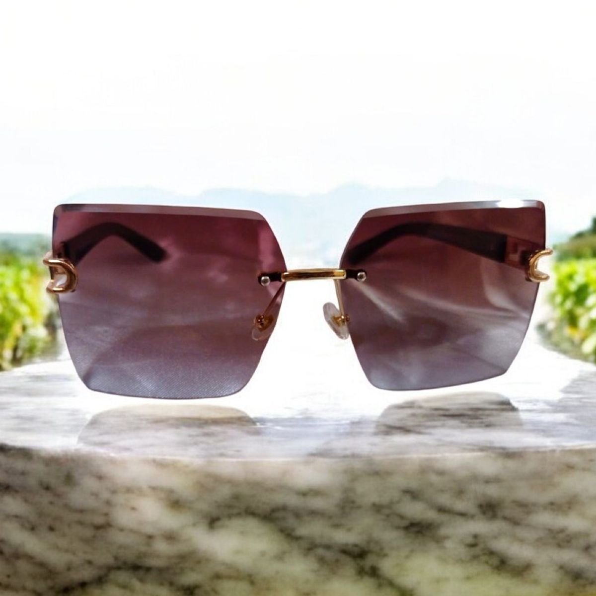 GENERICO - Gafas de Sol Biselada Cuadrada Espejado Mujer PL3950 Azul