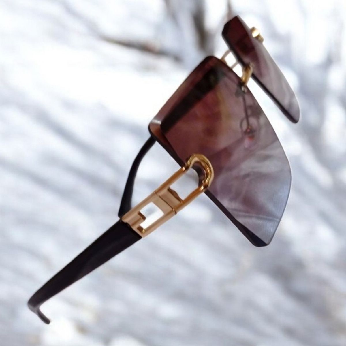 GENERICO - Gafas de Sol Biselada Cuadrada Espejado Mujer PL3950 Azul