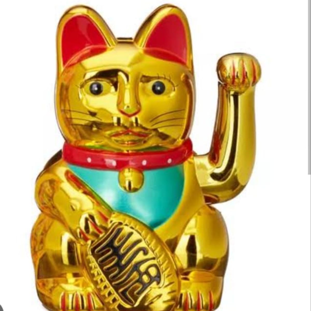 GENERICO - GATO DORADO LLAMA PLATA  Y FORTUNA GRANDE 15cm