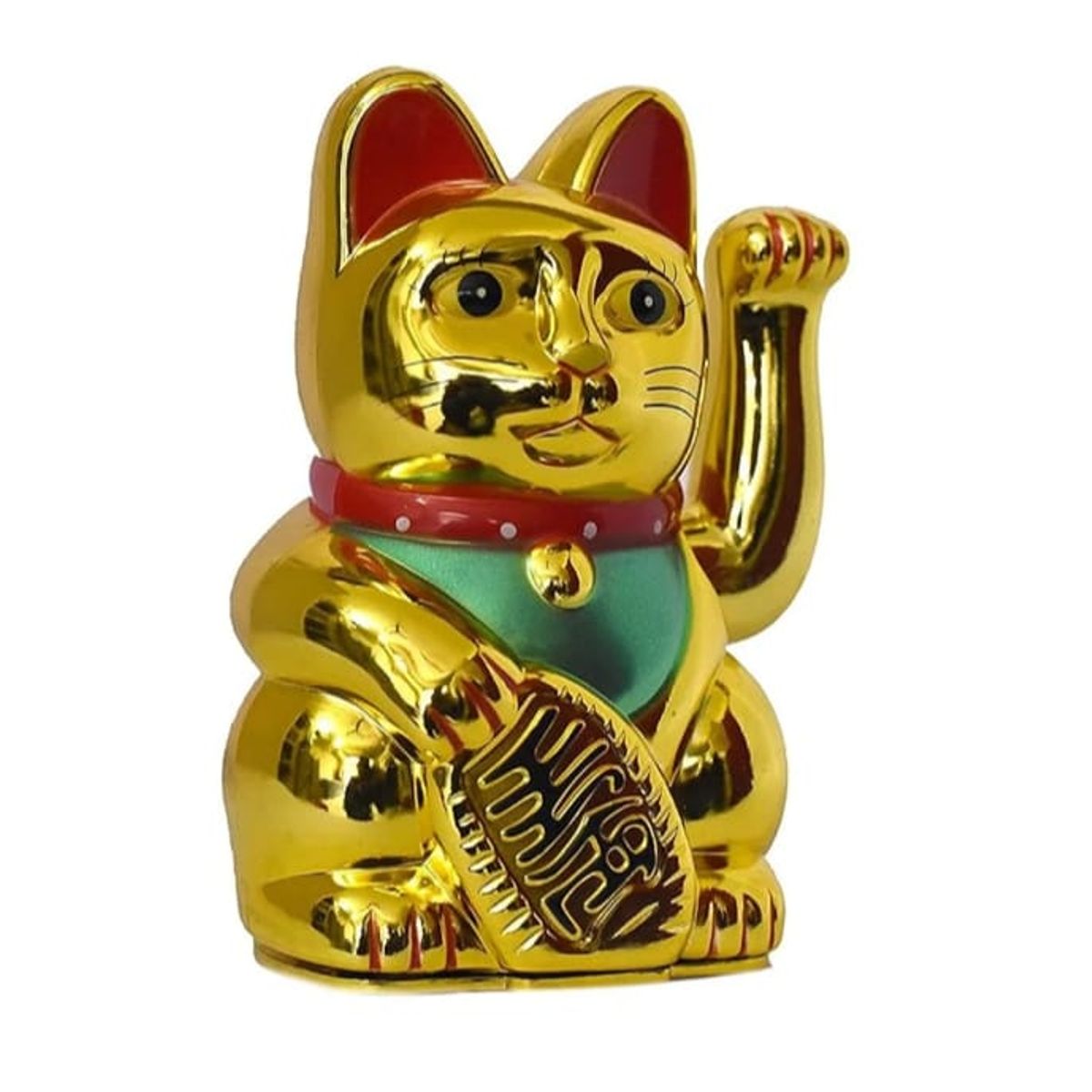 GENERICO - GATO DORADO LLAMA PLATA  Y FORTUNA GRANDE 15cm