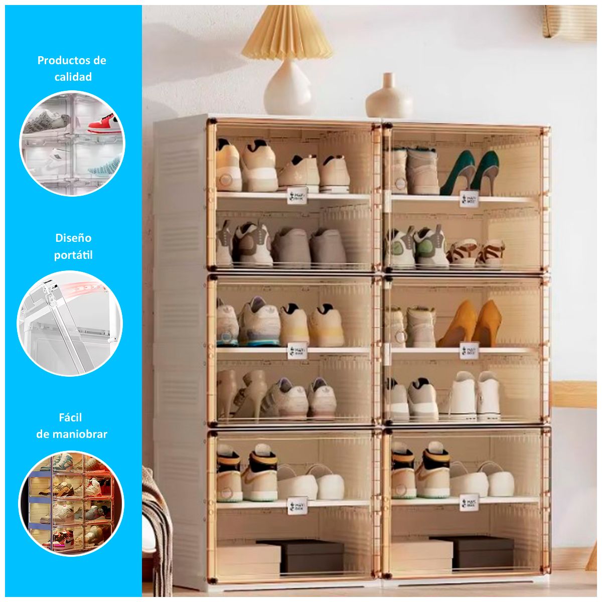 GENERICO - Zapatero plegable premium 6 pisos de 104 cm