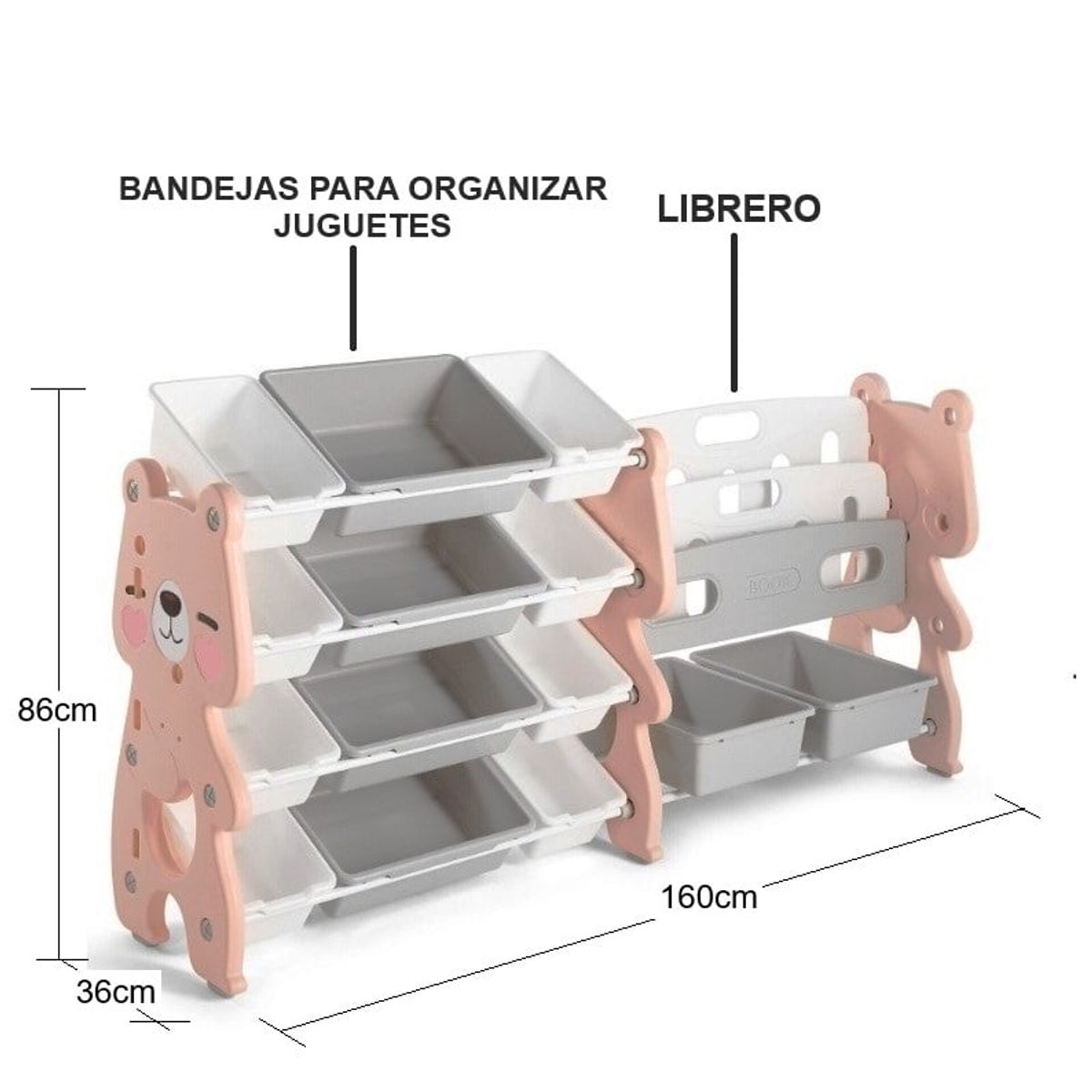 GENERICO - ORGANIZADOR CON LIBRERO OSITO ROSADO