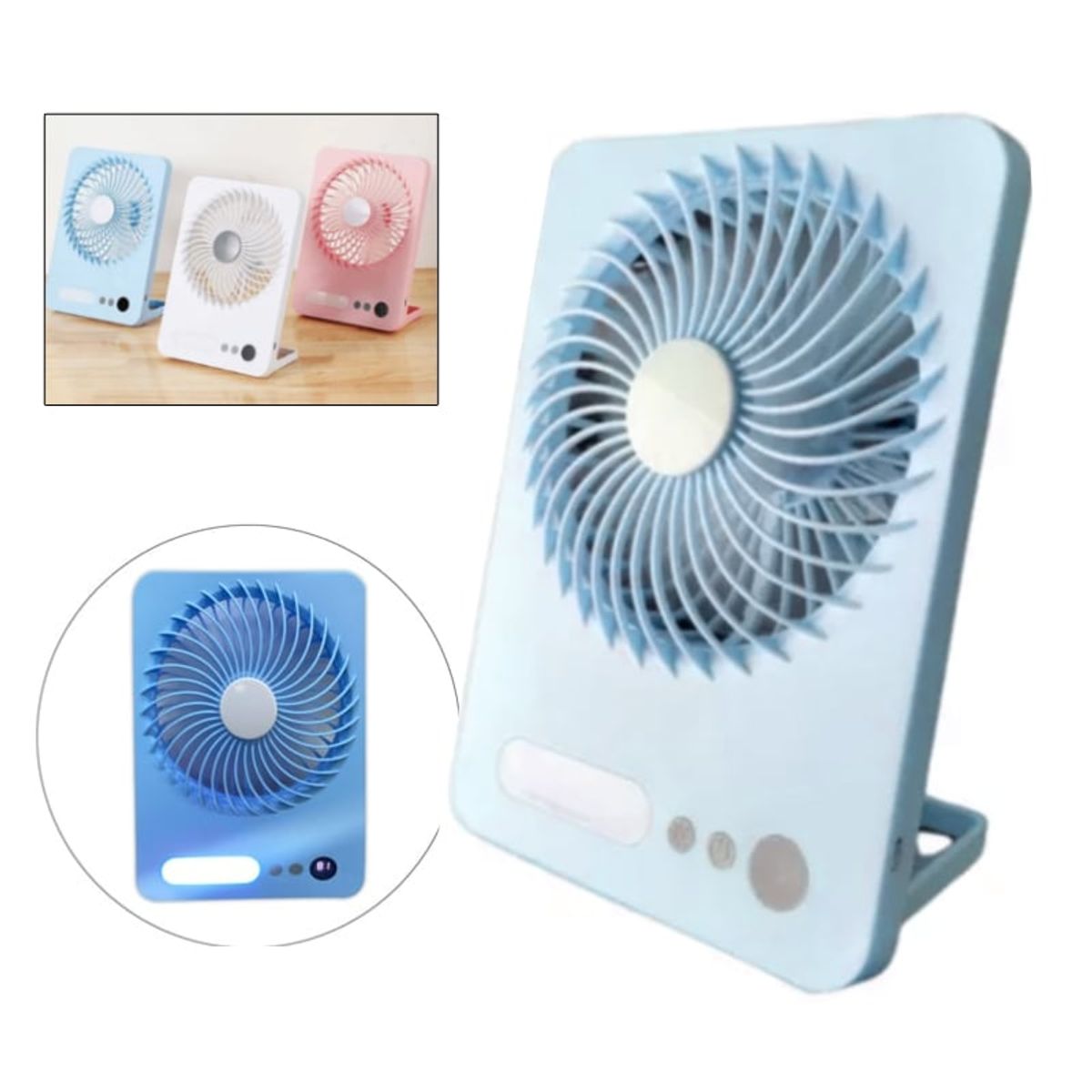 GENERICO - Ventilador con Lampara Portátil Kawaii Silencioso Recargable