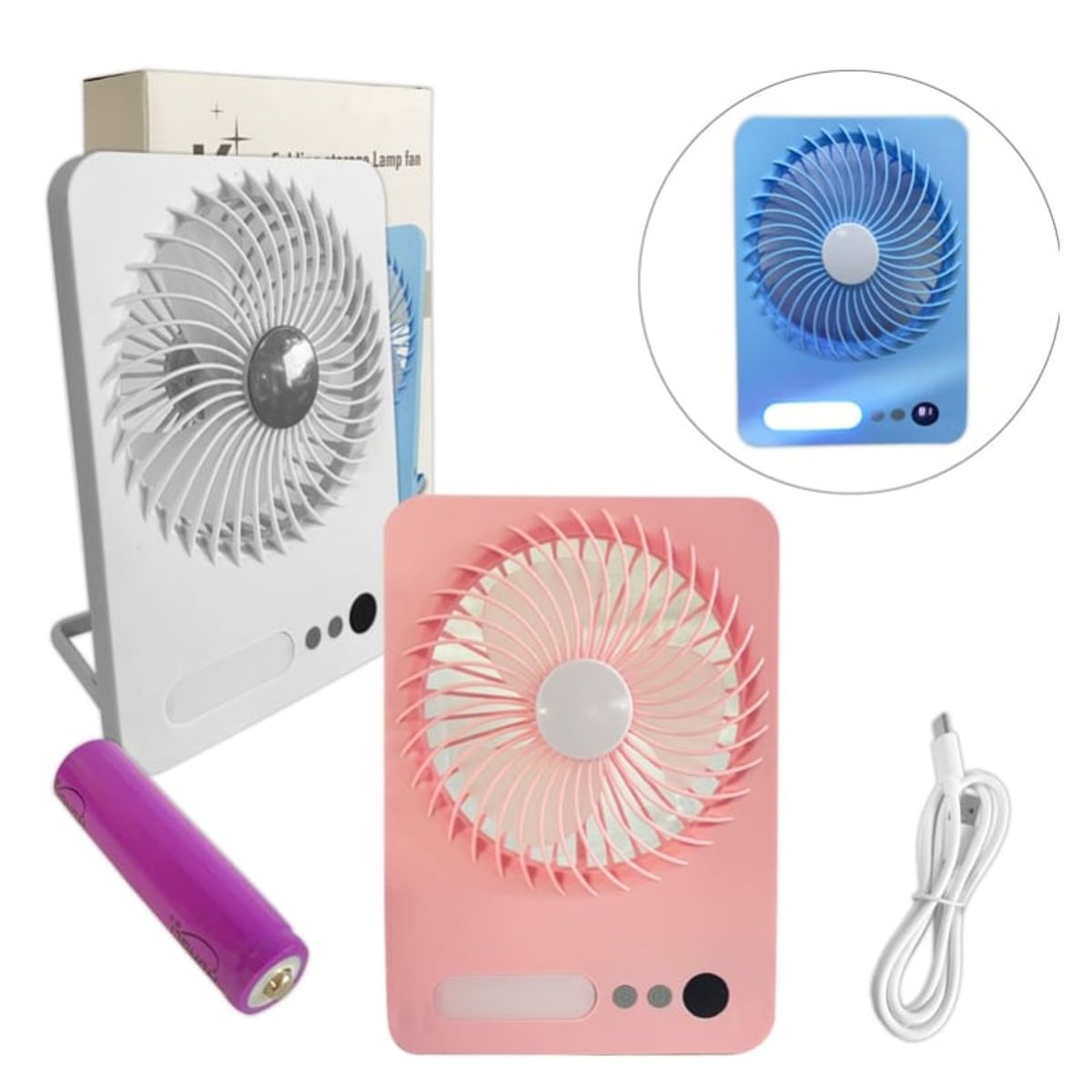 GENERICO - Ventilador con Lampara Portátil Kawaii Silencioso Recargable