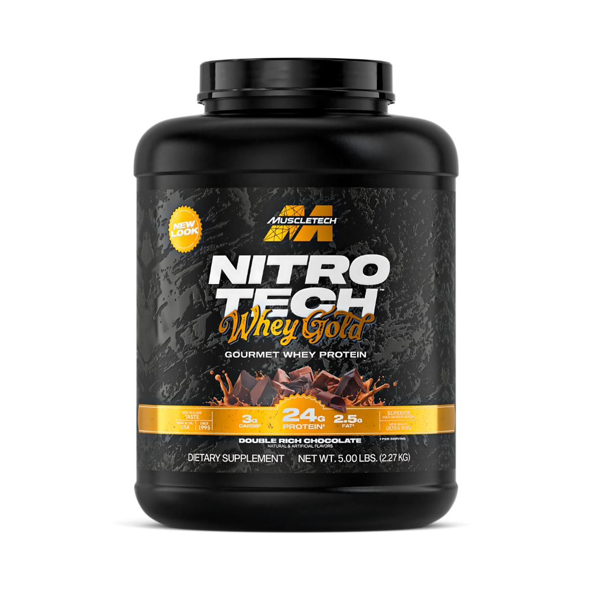 MUSCLETECH - Nitrotech 100 % Whey Gold 5 LB Proteina Muscletech - Double Rich Chocolate + Portaproteina