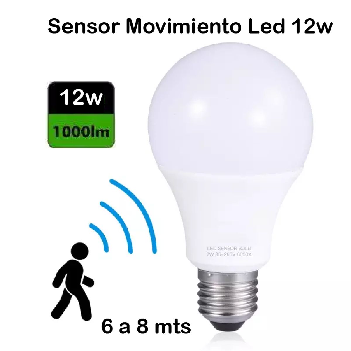 GENERICO - Foco Led 12w Sensor de Movimeinto Pack 6 Focos