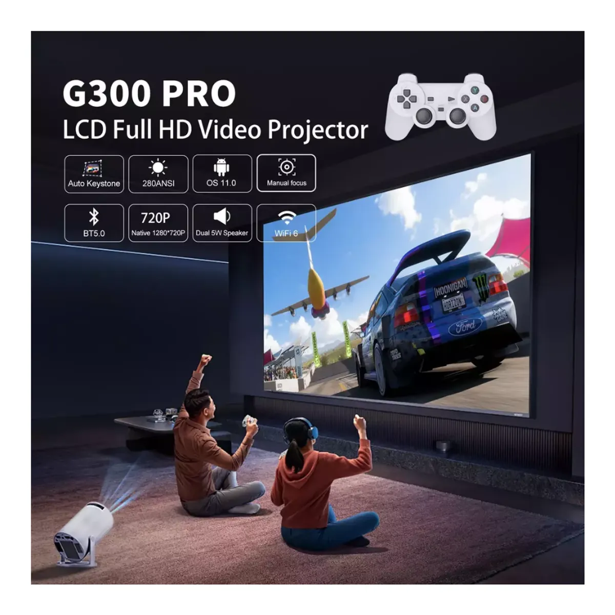 GENERICO - Mini proyector portatil 4K G300 PRO Game