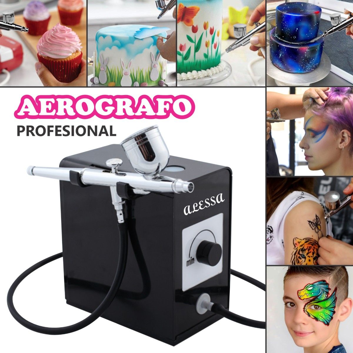 GENERICO - Kit Aerografo Profesional Multiuso Premium