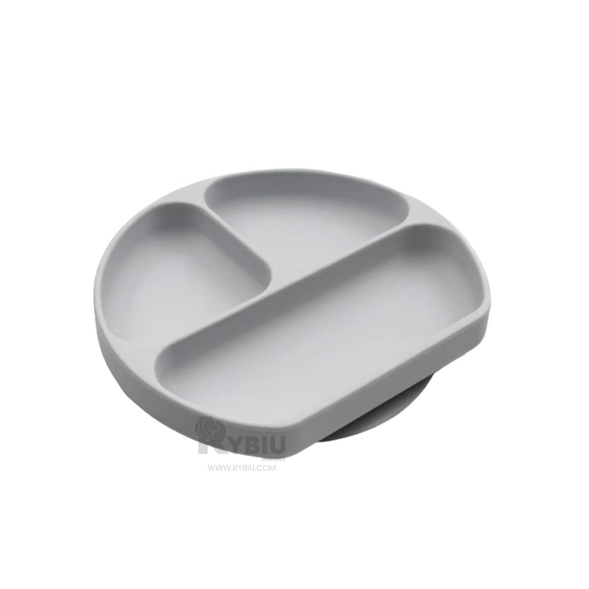 GENERICO - Plato de Silicona de 3 Divisiones para Bebe en Color Plomo