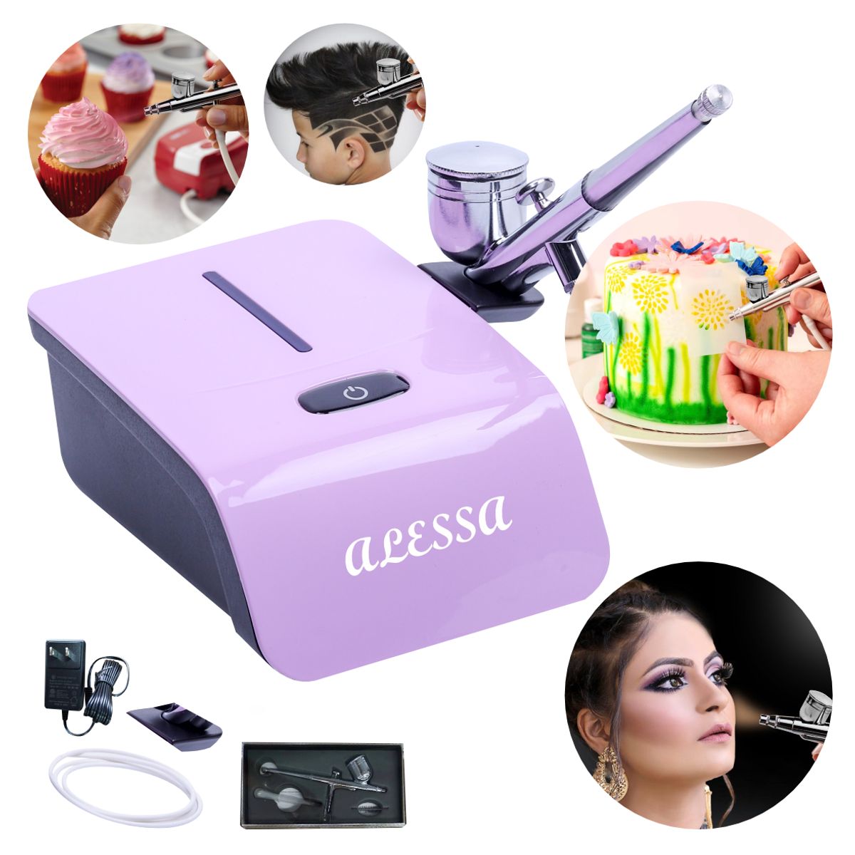 GENERICO - Aerografo Profesional Multiuso Rosado Alta potencia