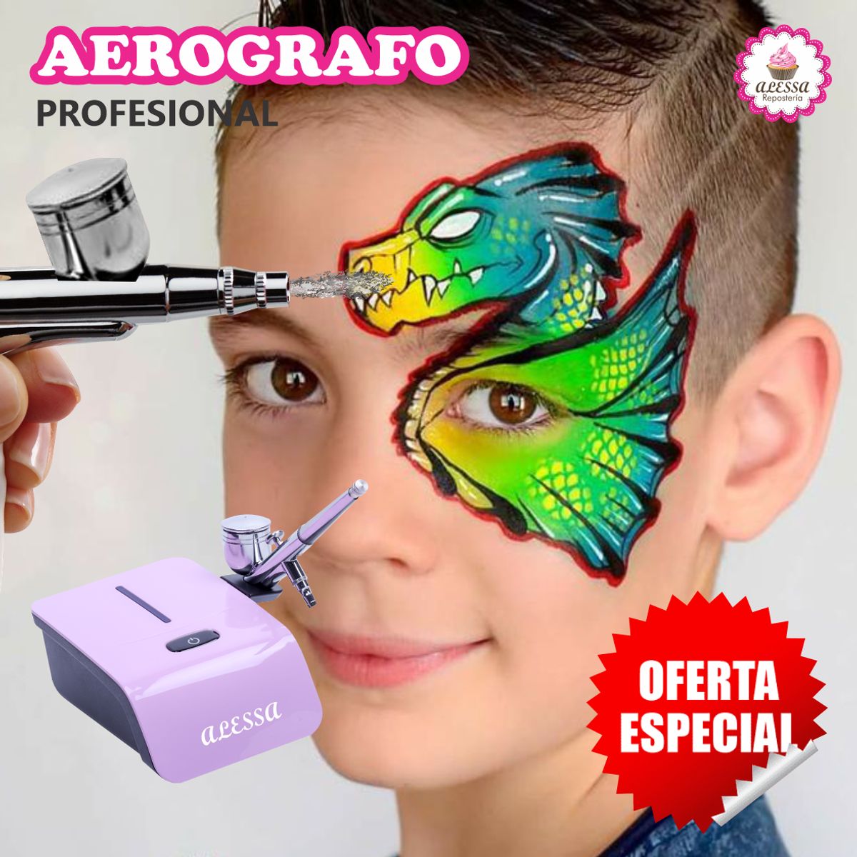 GENERICO - Aerografo Profesional Multiuso Rosado Alta potencia