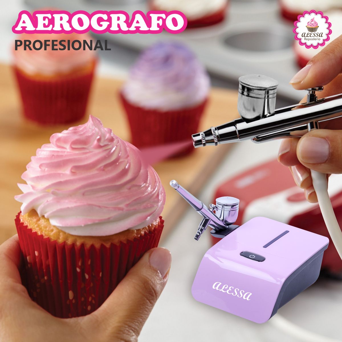 GENERICO - Aerografo Profesional Multiuso Rosado Alta potencia