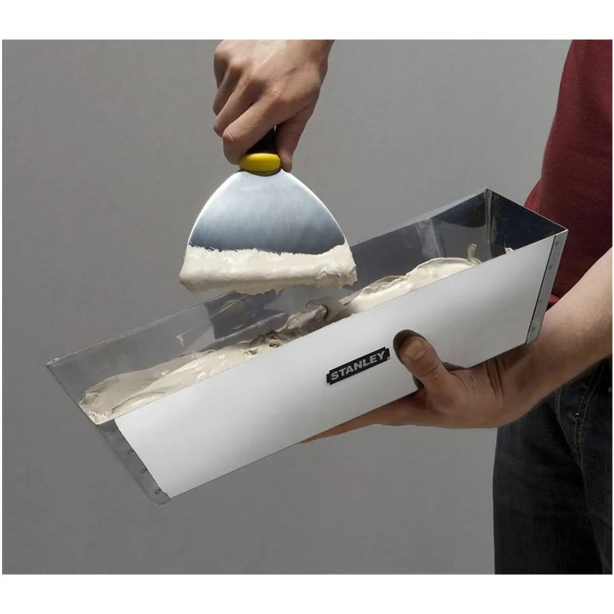 STANLEY - Kit Espátula para Masilla de drywall 10 " + Bandeja 12 " STANLEY
