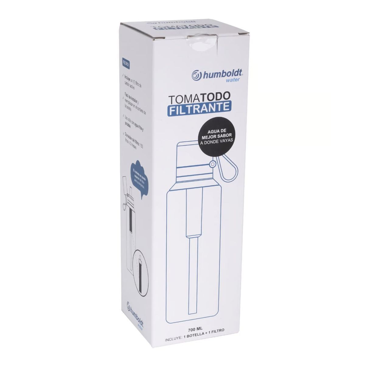GENERICO - Botella 700ML tomatodo viajero con filtro carbón activado