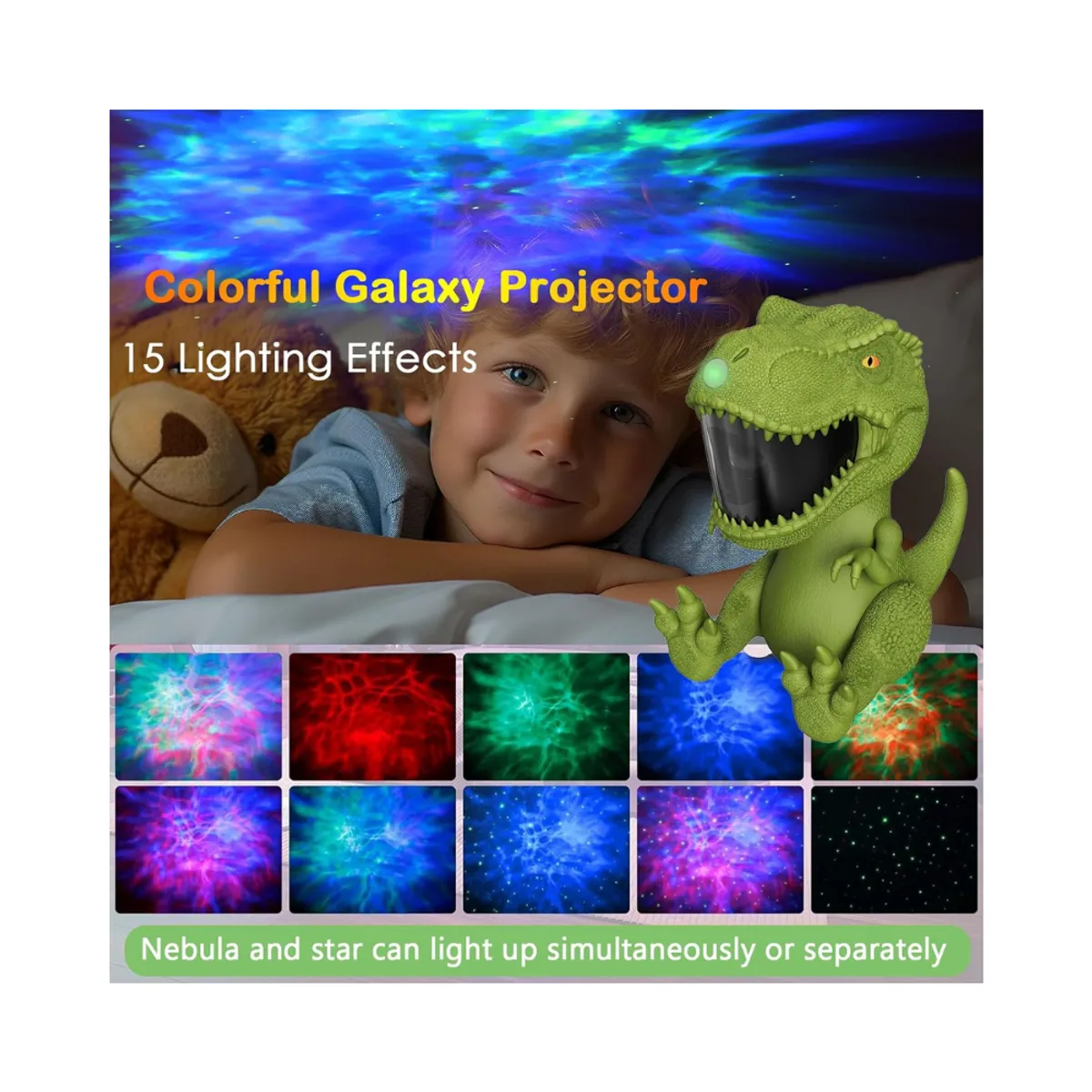 GENERICO - Lampara de proyección galaxia con diseño de dinosaurio proyector KIDS