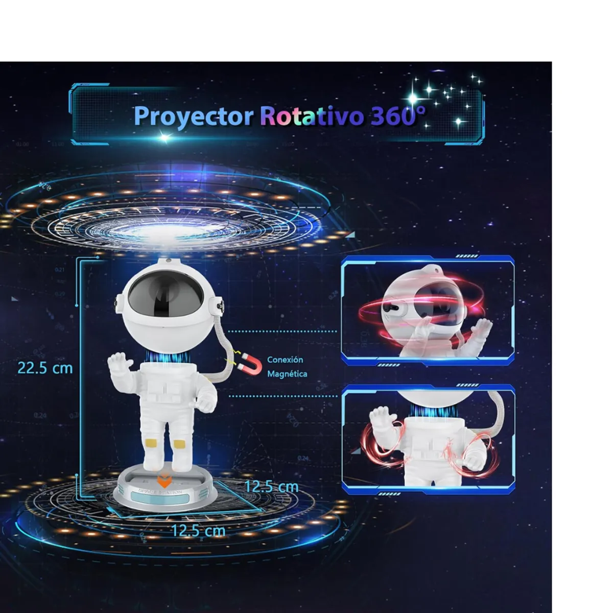 GENERICO - Lampara de proyeccion galaxia astronauta proyector para niños