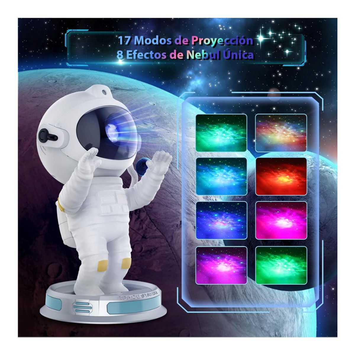 GENERICO - Lampara de proyección galaxia astronauta proyector para niños