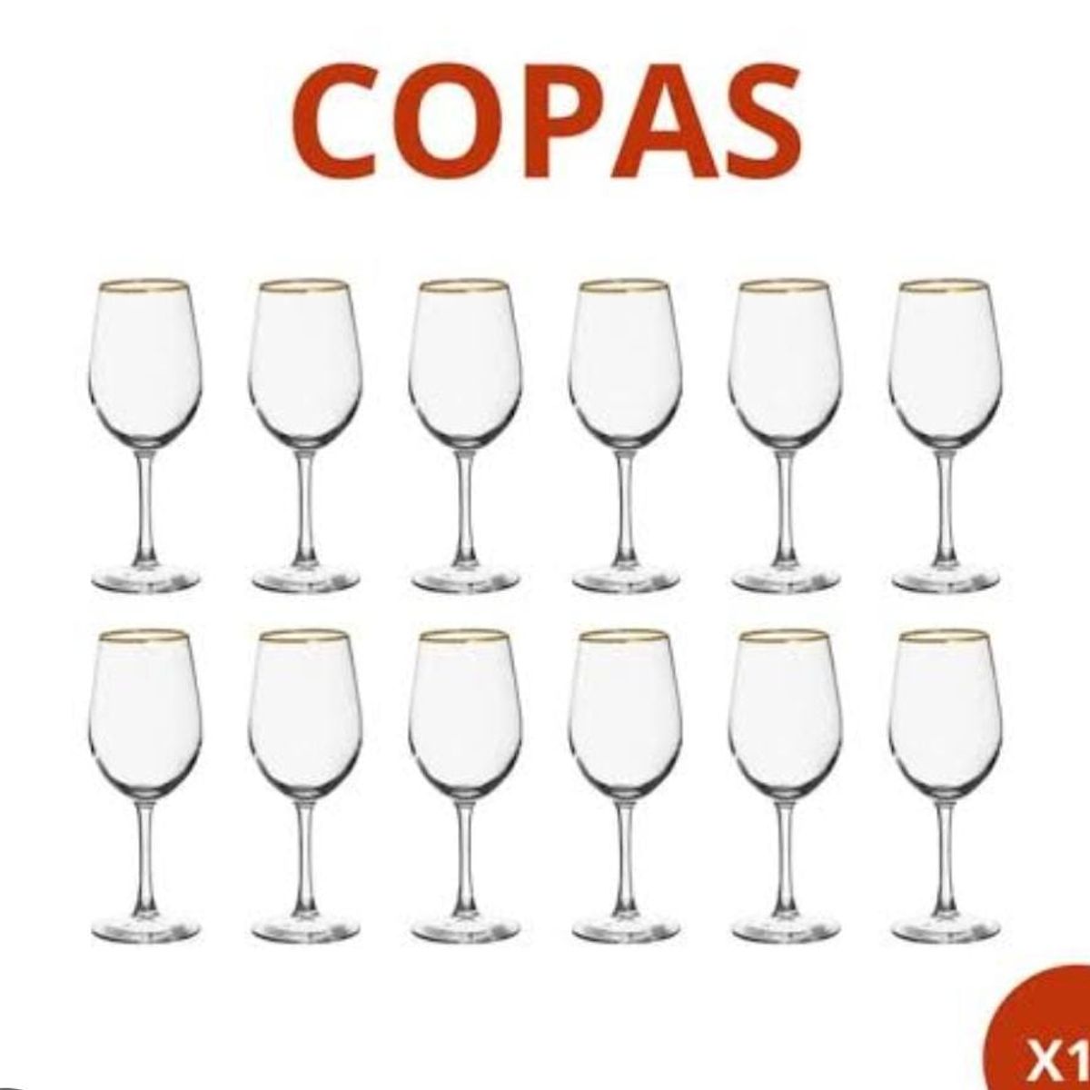 GENERICO - SET X 12 COPAS VINO IBIZA GOLD FILO DORADO