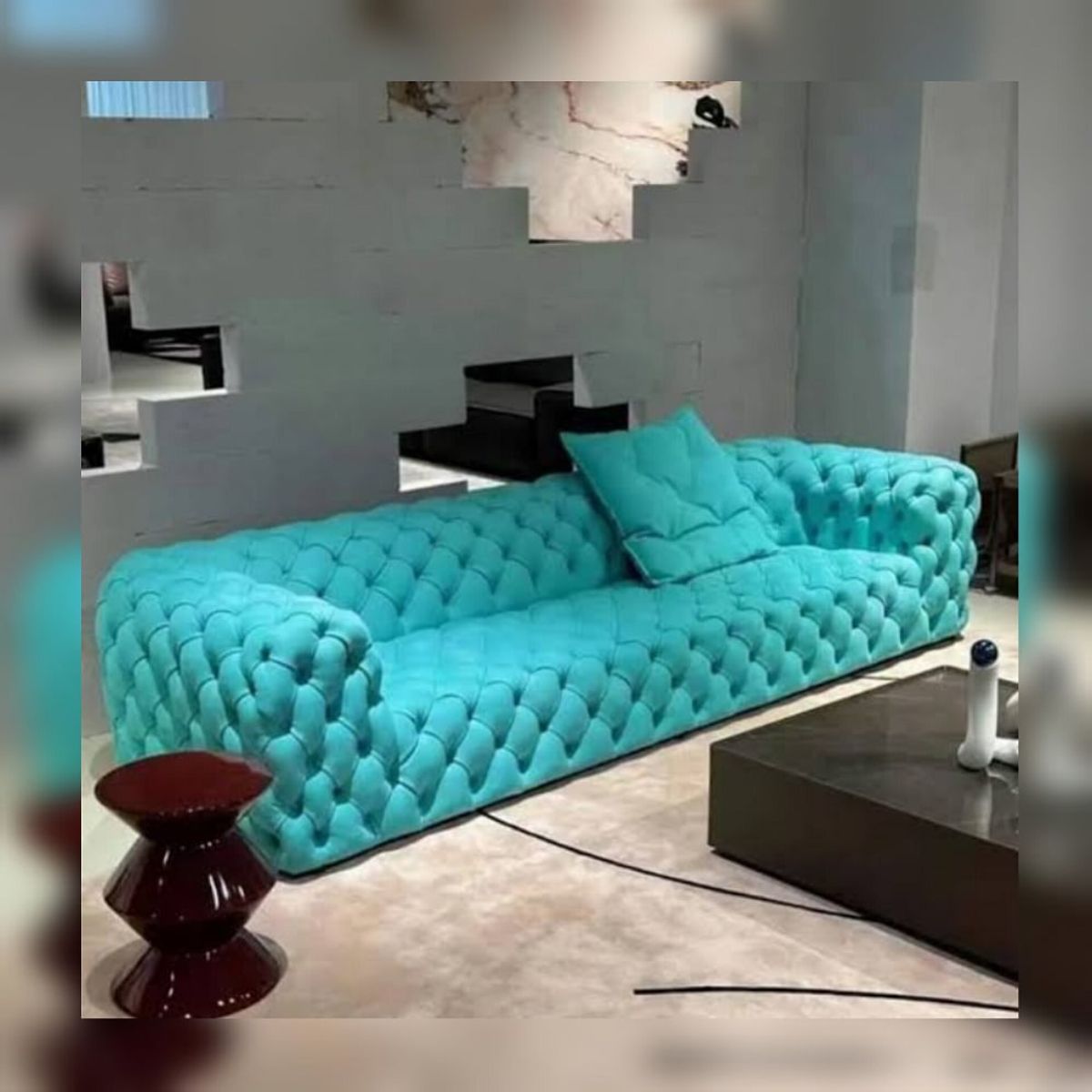 DMUEBLES - DM SOFÁ CHESTERFIELD DELUXE - CELESTE