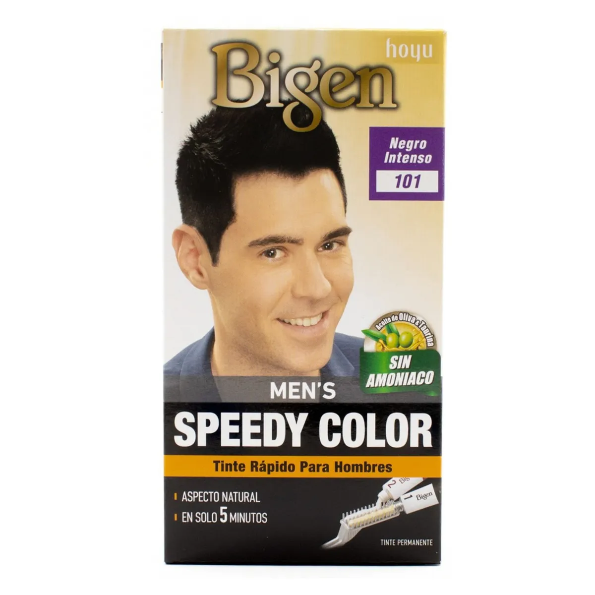 BIGEN - Tinte de cabello en crema Bigen Mens Speedy Color 101 Negro intenso