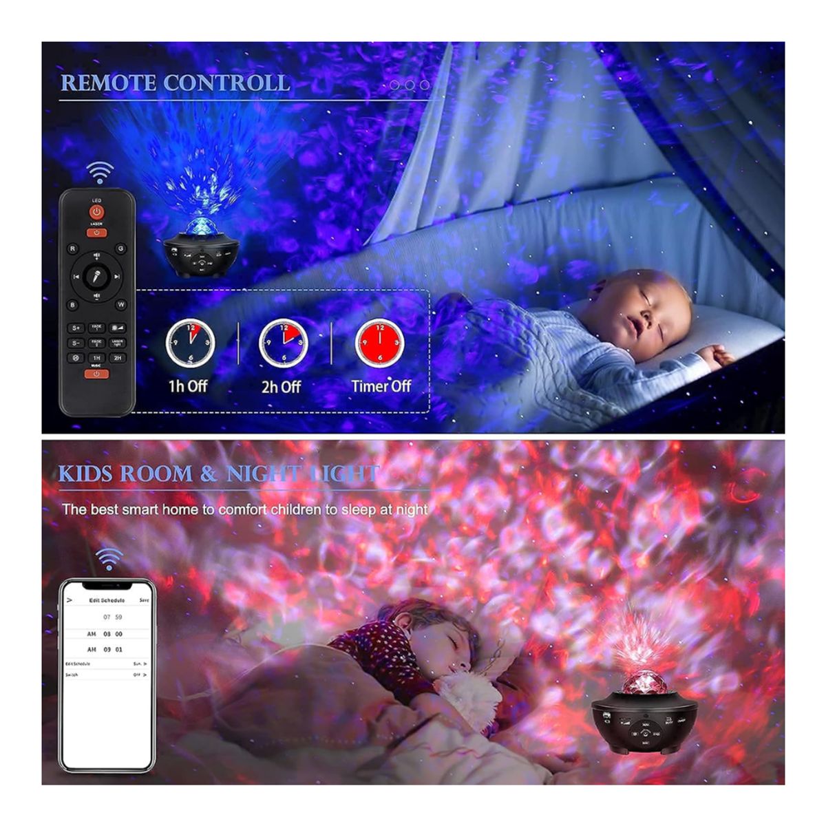 GENERICO - Lampara de proyeccion galaxia premium con parlante