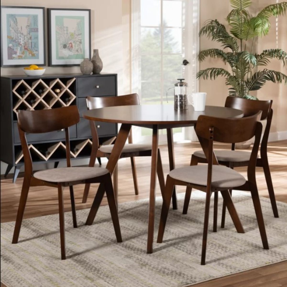 HOGAR & SPACIOS - HYS COMEDOR 4 SILLAS NAIBETH BEIGE