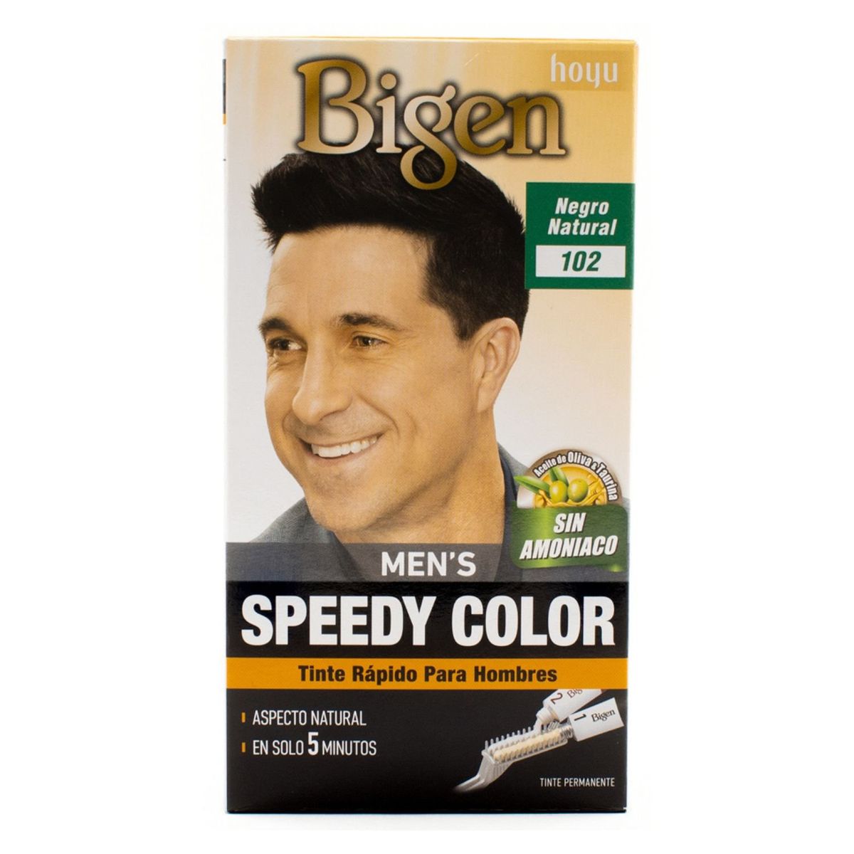 BIGEN - Tinte de cabello en crema Bigen Mens Speedy Color 102 Negro Natural