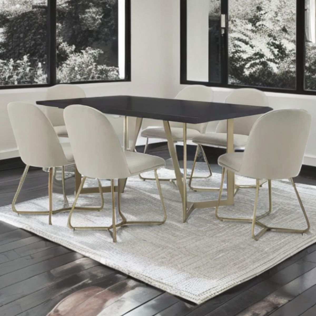 HOGAR & SPACIOS - HYS COMEDOR 4 SILLAS MONROE BEIGE