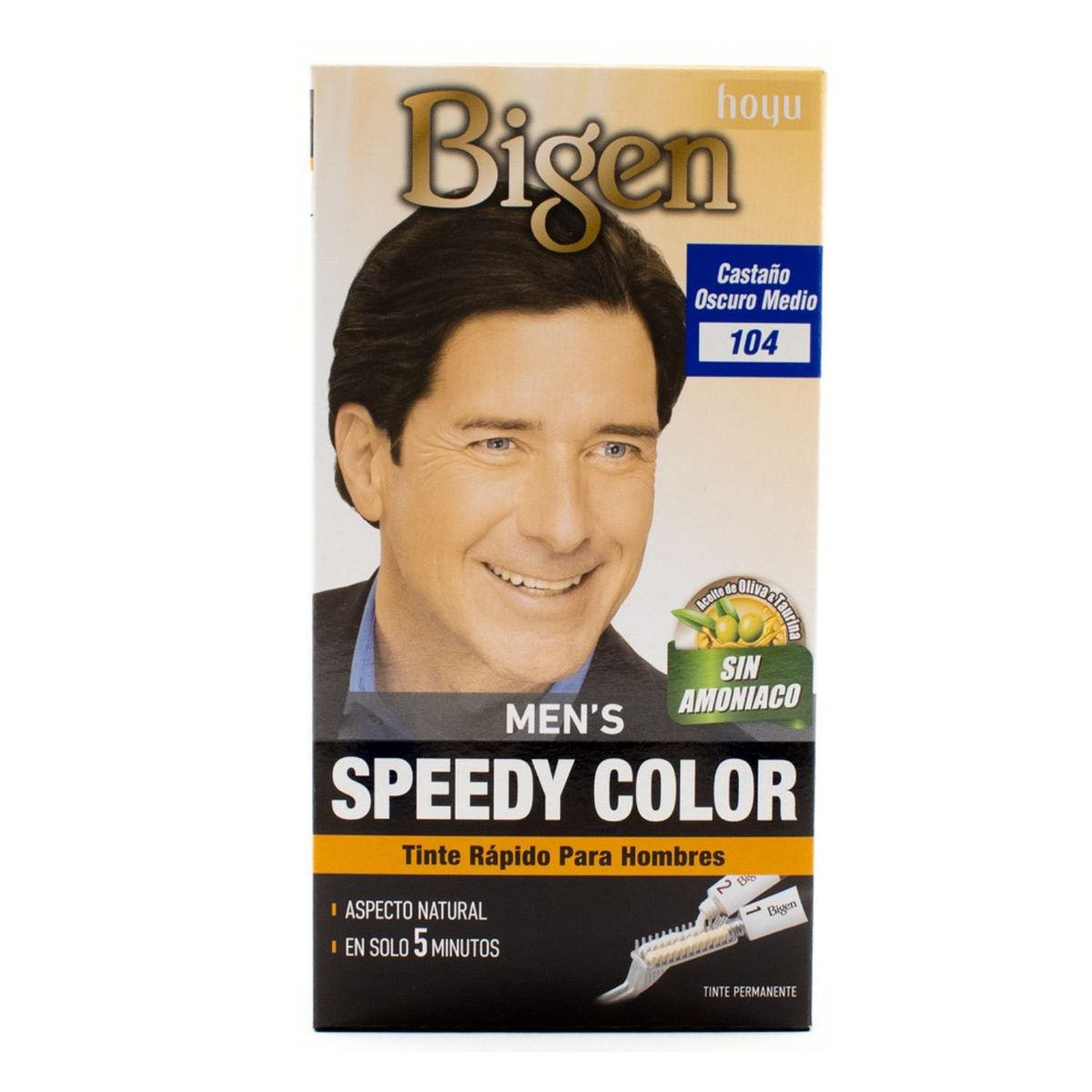 BIGEN - Tinte de cabello en crema Bigen Mens Speedy Color 104 Castaño Oscuro Medio