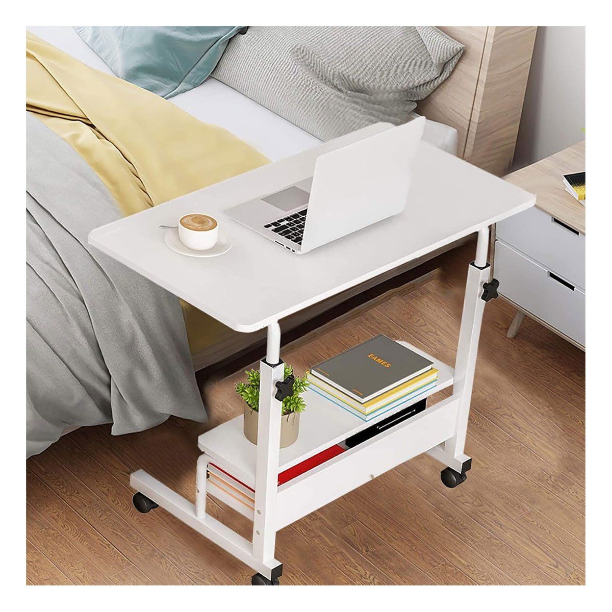 GENERICO - Mesa Escritorio Para Laptop Con Ruedas Portátil Ajustable Blanca1361