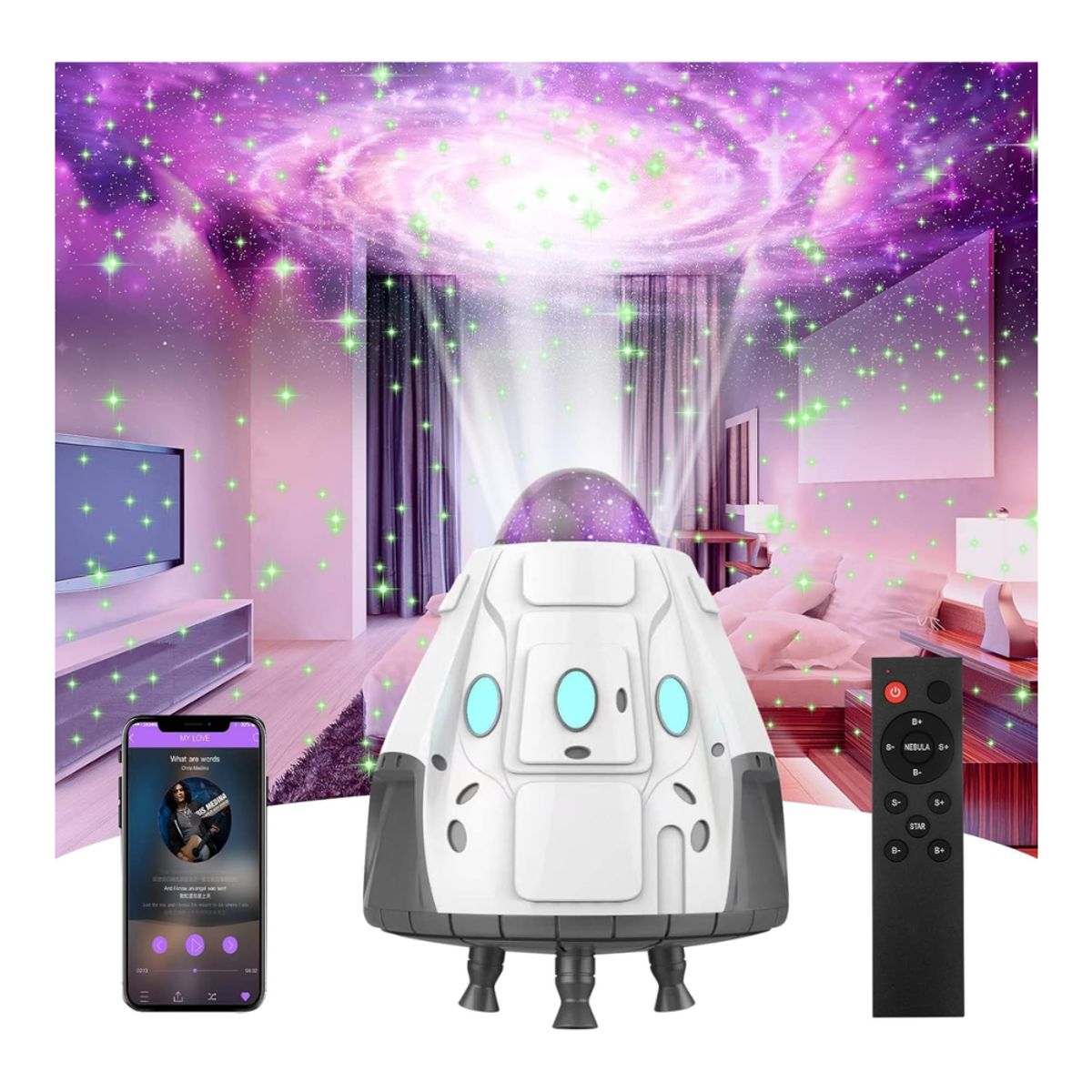 GENERICO - Lampara de proyeccion para niños Proyector de galaxia diseño cohete