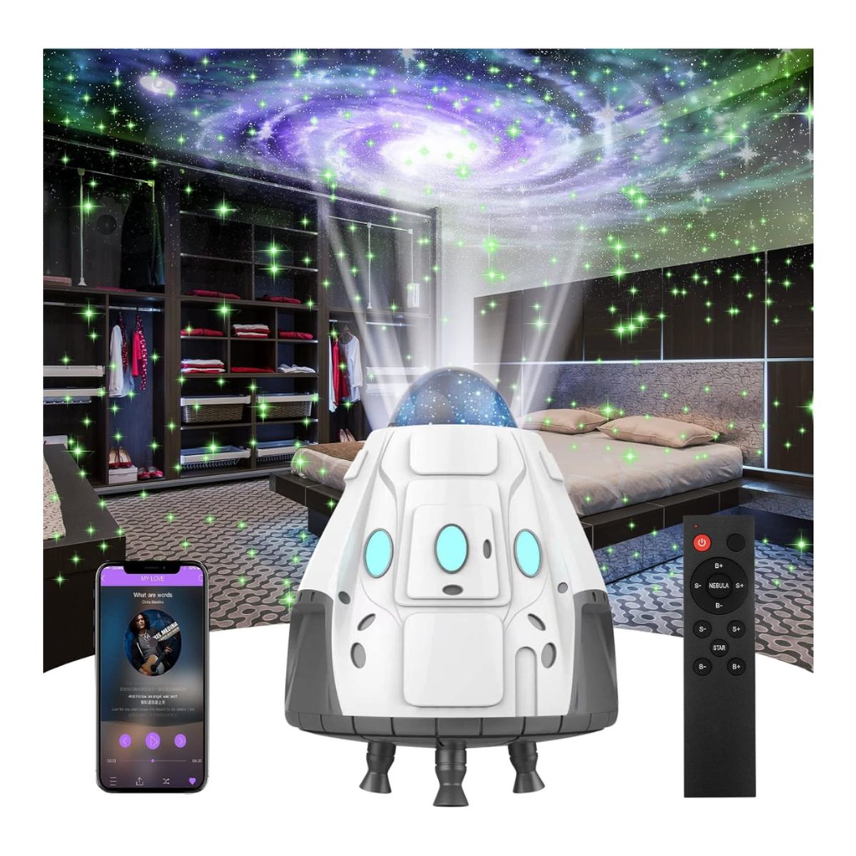 GENERICO - Lampara de proyeccion para niños Proyector de galaxia diseño cohete