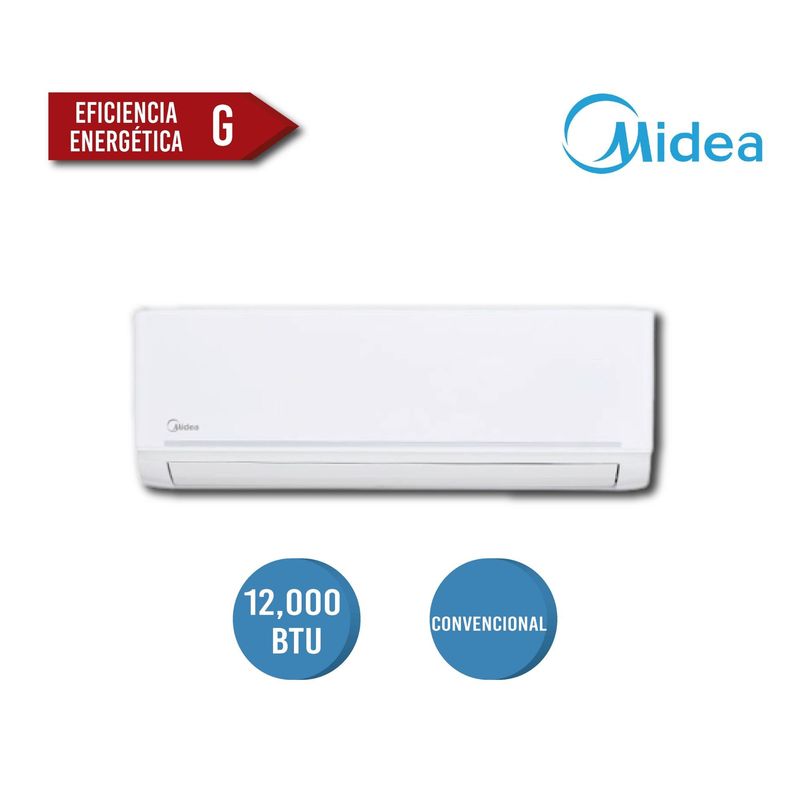 MIDEA - AIRE ACONDICIONADO MINISPLIT MIDEA DE 12000 BTU CON 2 AÑOS DE GARANTIA