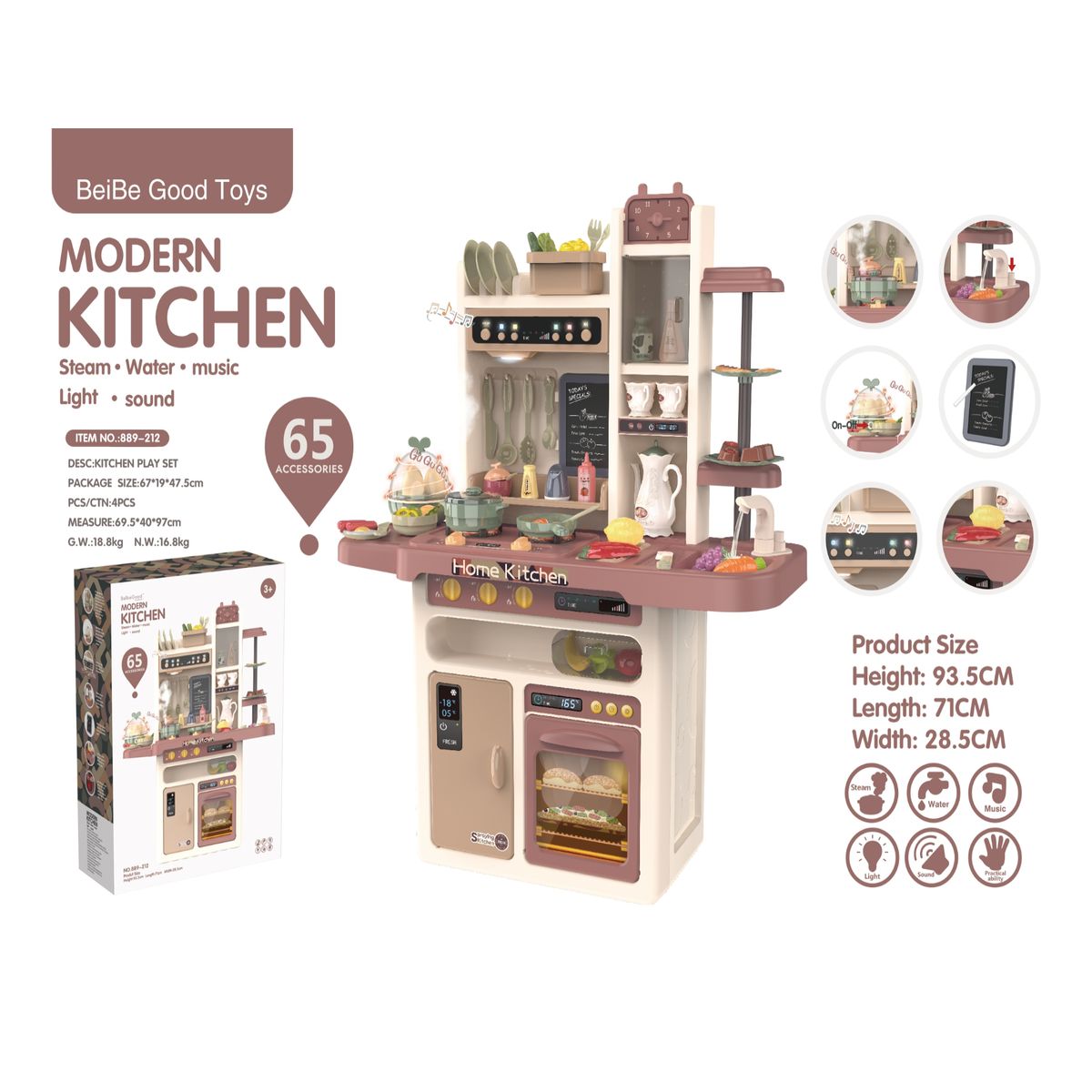 GENERICO - Cocina Infantil Juego con Luz, Sonido Y Agua 42 piezas