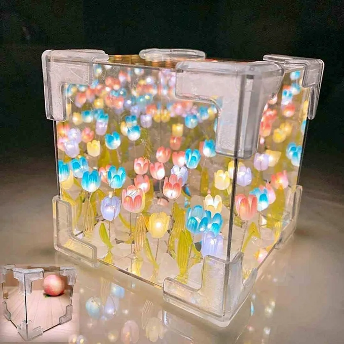 GENERICO - Cubo Lampara de Tulipanes Infinito Multicolor Armado