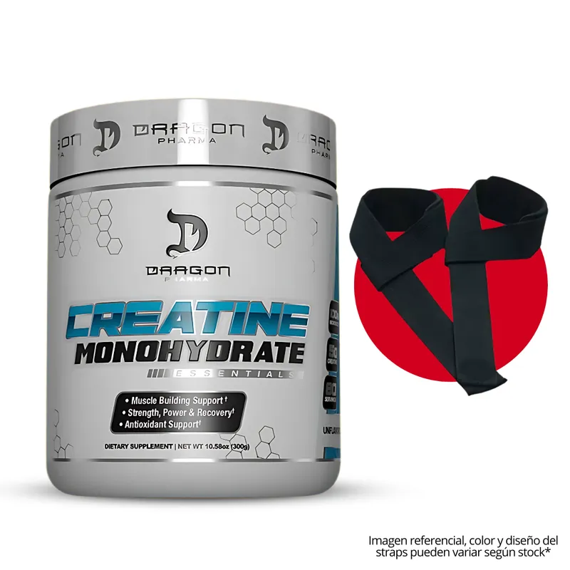 DRAG PHARMA - Creatina Dragon Pharma 300 g - Creatina Monohidratada y Micronizada + Straps