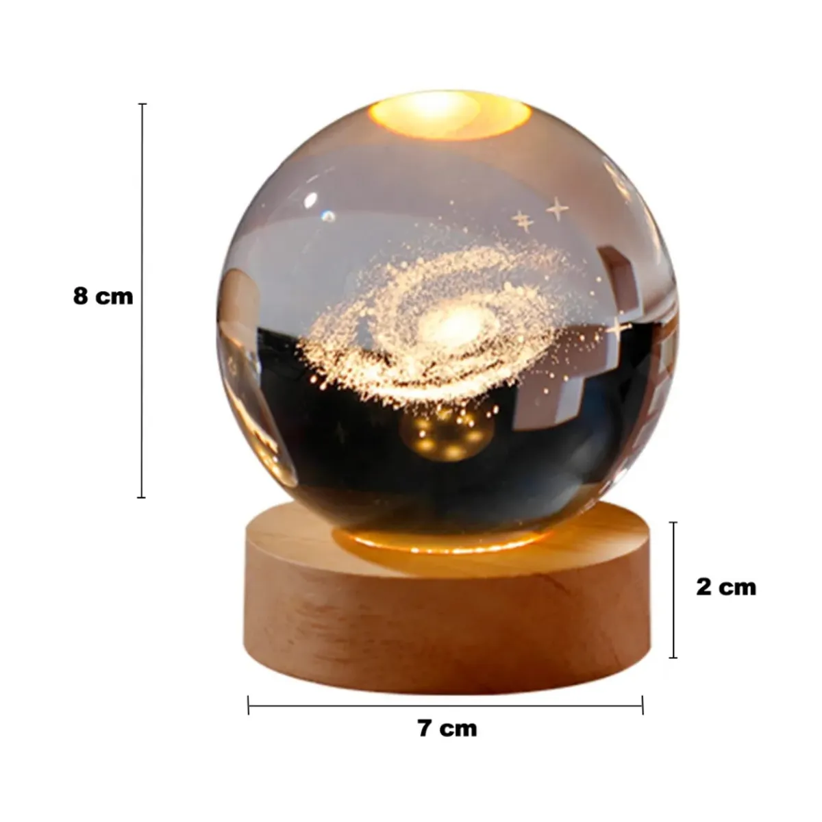 GENERICO - Lampara de mesa de vidrio con diseño de planeta Saturno Luz cálida